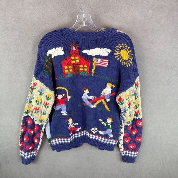 Signature by Northern Isles Hand Knitted Cabincore Cardigan Grandma Sweater L - Picture 9 of 16